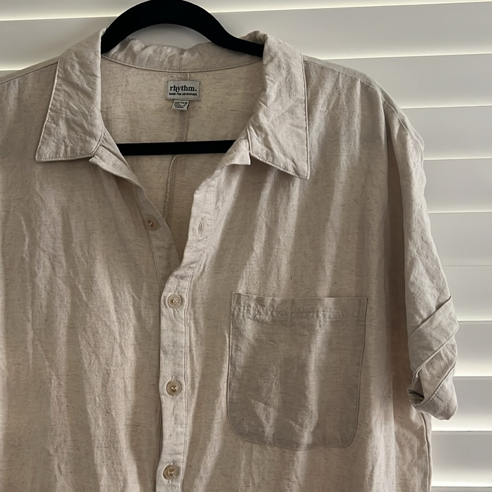 Rhythm- Oatmeal Linen Blend Playsuit Romper